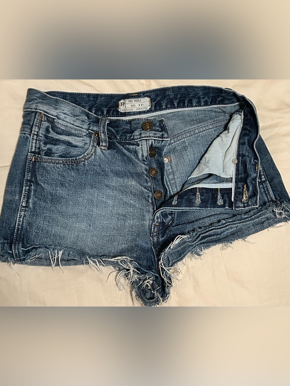 Free People Medium Blue Denim Jeans with Star-Stamped Button - Picture 6 of 9